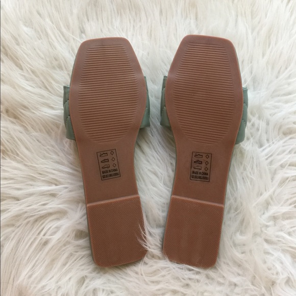 Sea Foam Quilted Square Toe Sandals - Picture 5 of 16